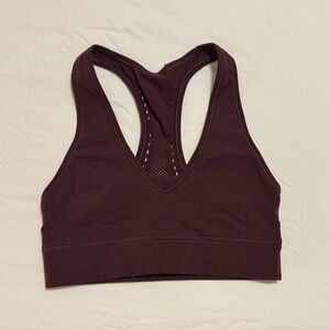 Lululemon athletica burgundy v neck laser cut sports bra red size 6 small